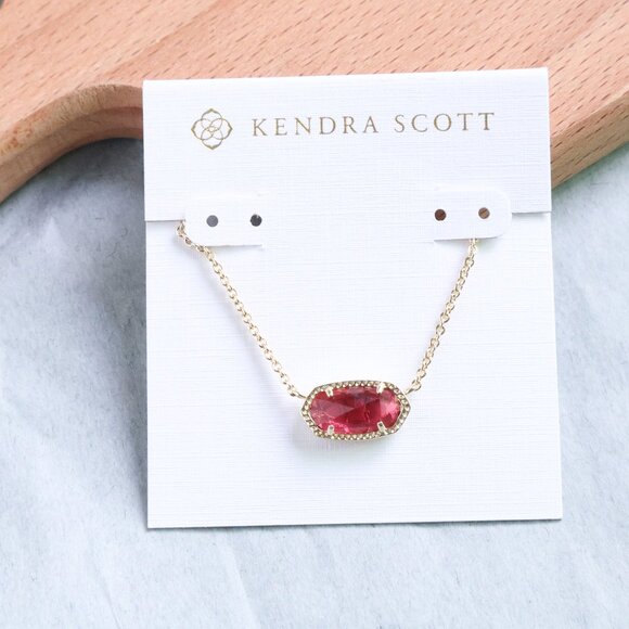 Kendra Scott Elisa Berry red glass Pendant Necklace in Gold - Picture 1 of 2